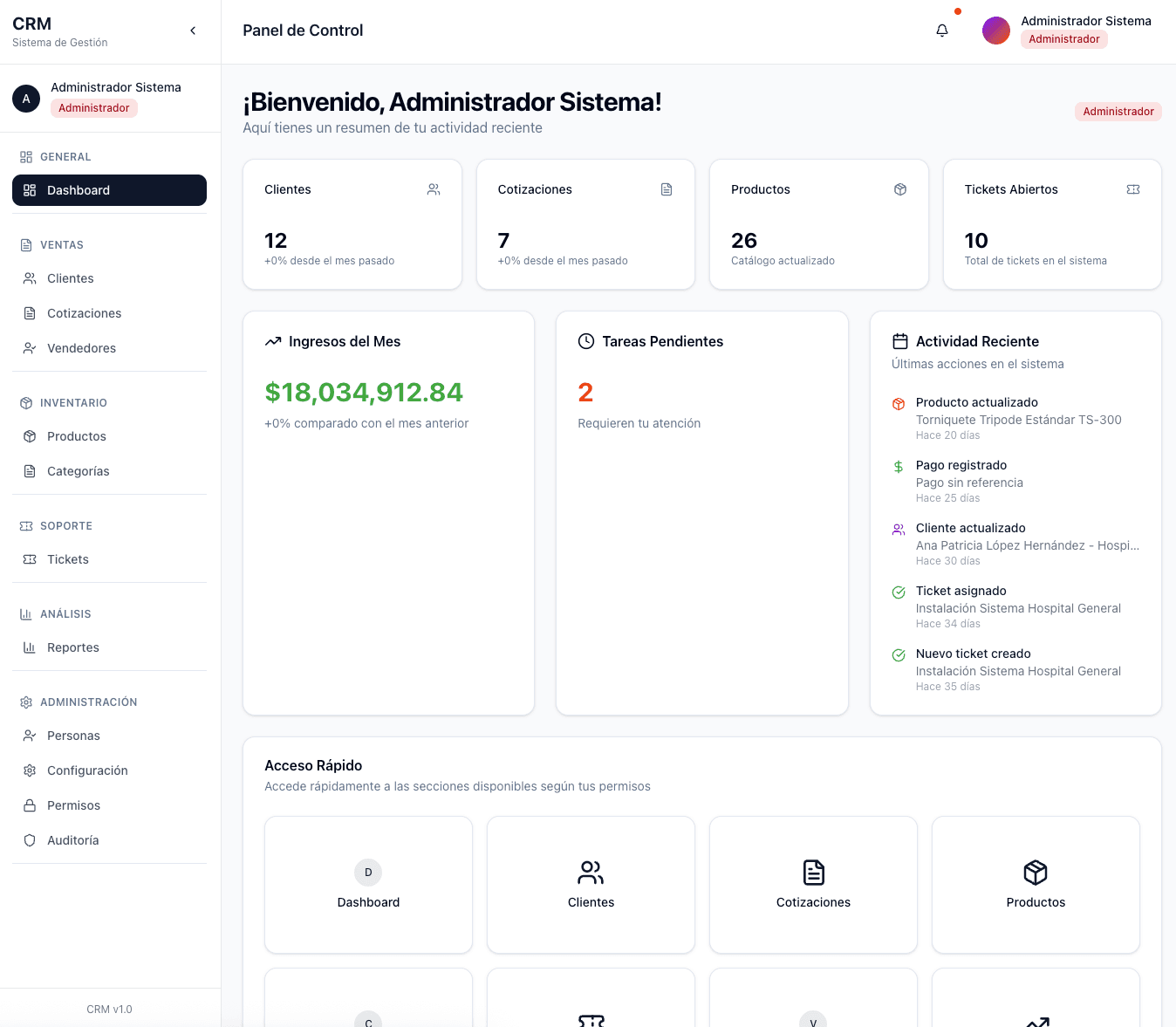 Sistema CRM Empresarial - Proyecto de Software Empresarial desarrollado por Mira Solutions 
